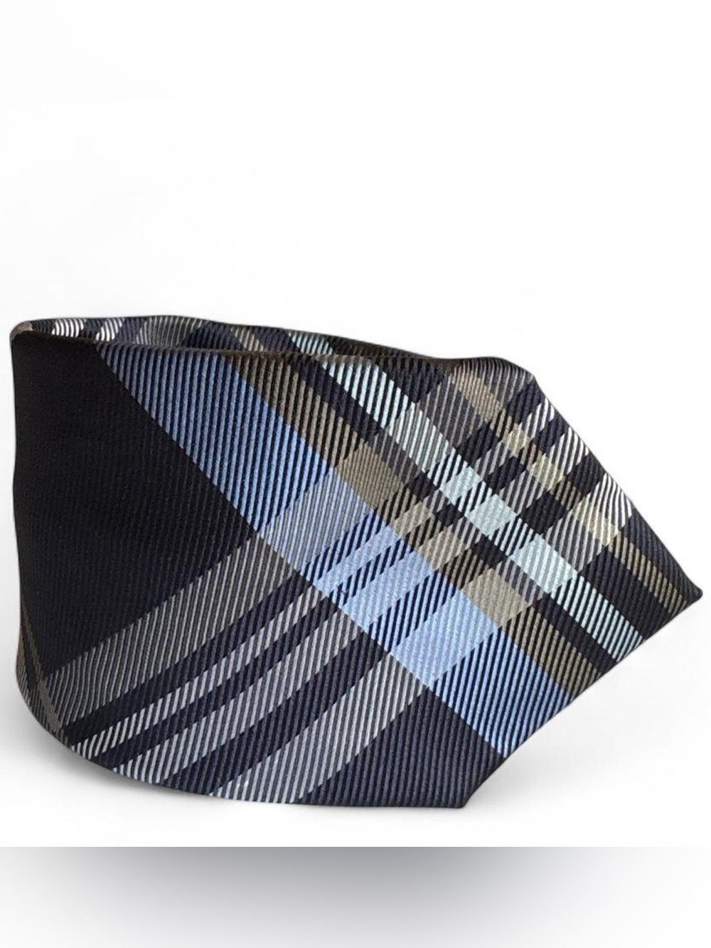 Madison Classic Blue and Gray Plaid Men's Silk Tie